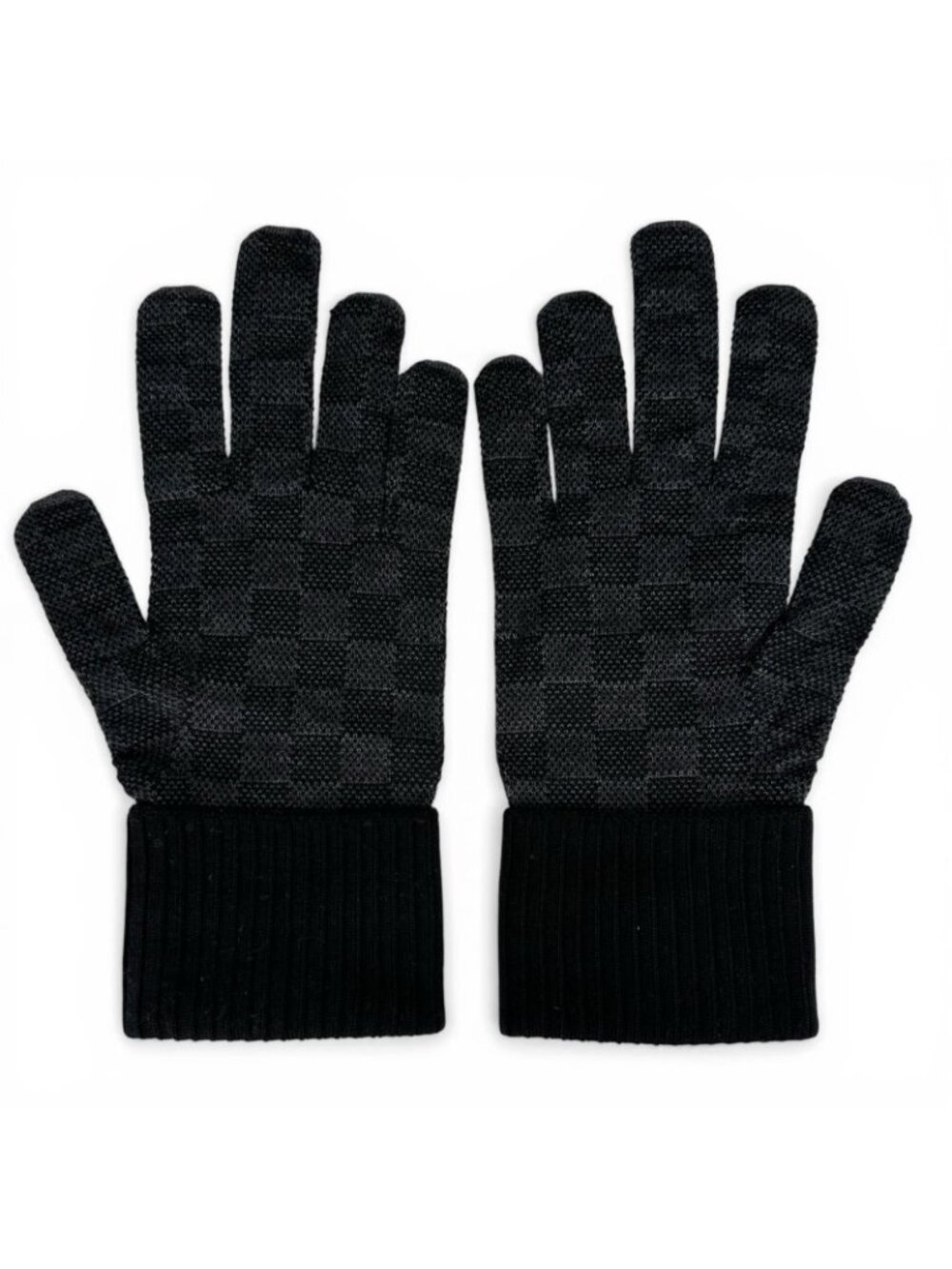 Louis Vuitton Wool Neo Petit Damier Gloves Black - Picture 4 of 8